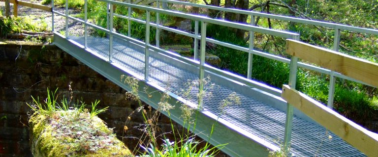 Metal footbridge over Altyre Burn